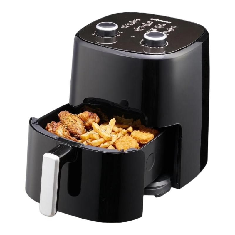 Ochama 3,2 liter airfryer, multifunctionele elektrische friteuse voor thuis, 1250 W hetelucht- en braadfunctie, nauwkeurige timer en temperatuurregeling, antiaanbaklaag aan de binnenkant