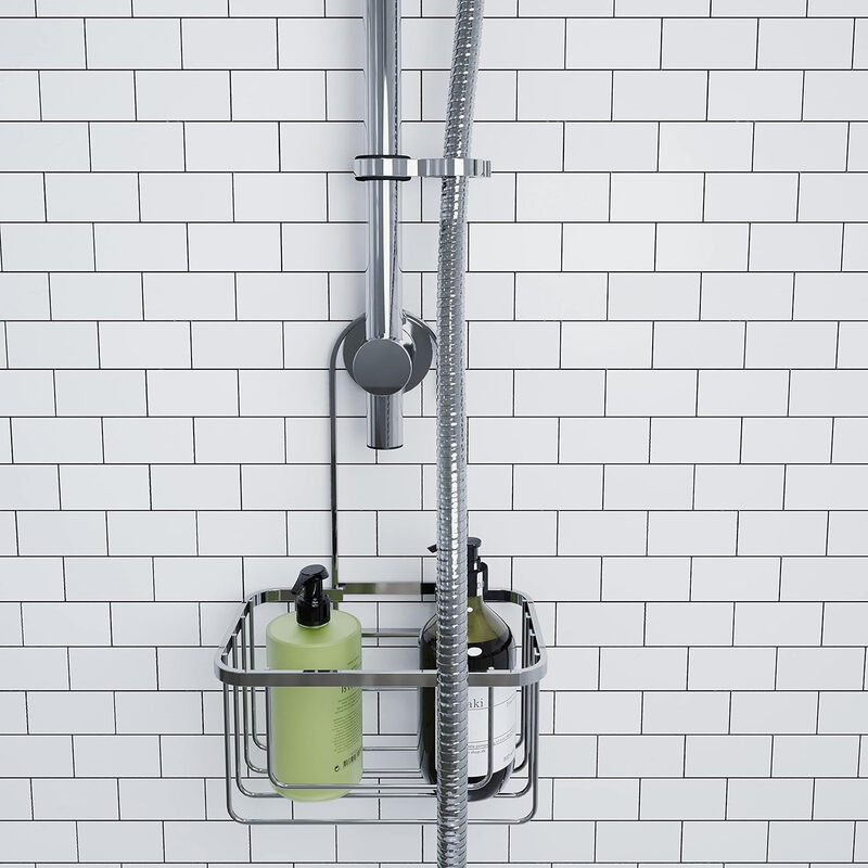 Shower Riser Rail Hook Over Caddy - Chrome