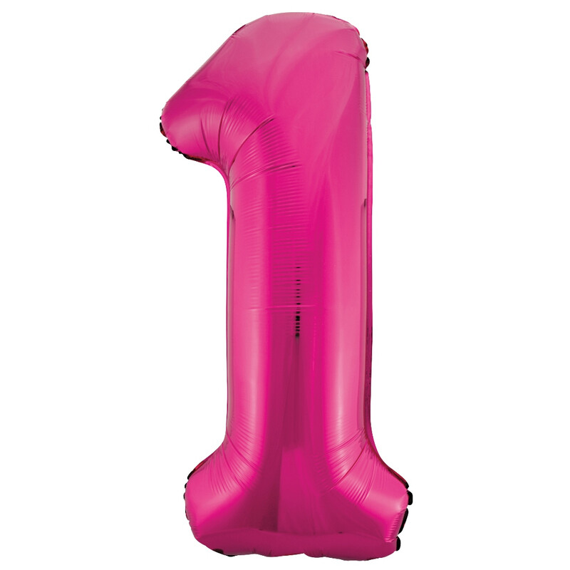 Unique Giant Number 1 Balloon, Pink, 86cm