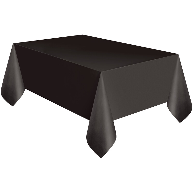 Midnight Black Rectangular Plastic Table Cover, 1.37 x 2.74m