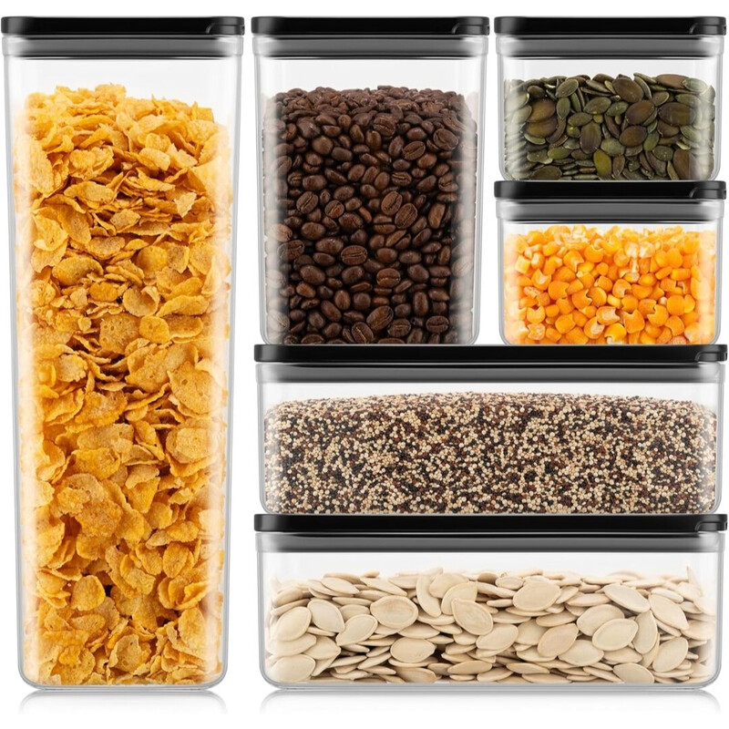 CANTEEN Set of 6 Storage Jars - Black Lid