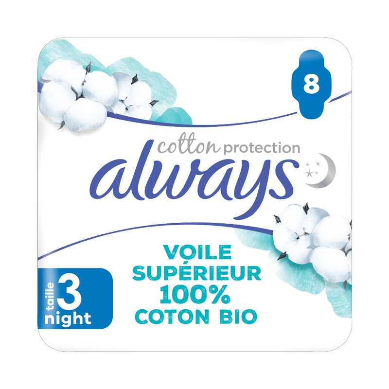 Always Cotton Protection - Serviettes hygiéniques Taille-3 - 8 serviettes