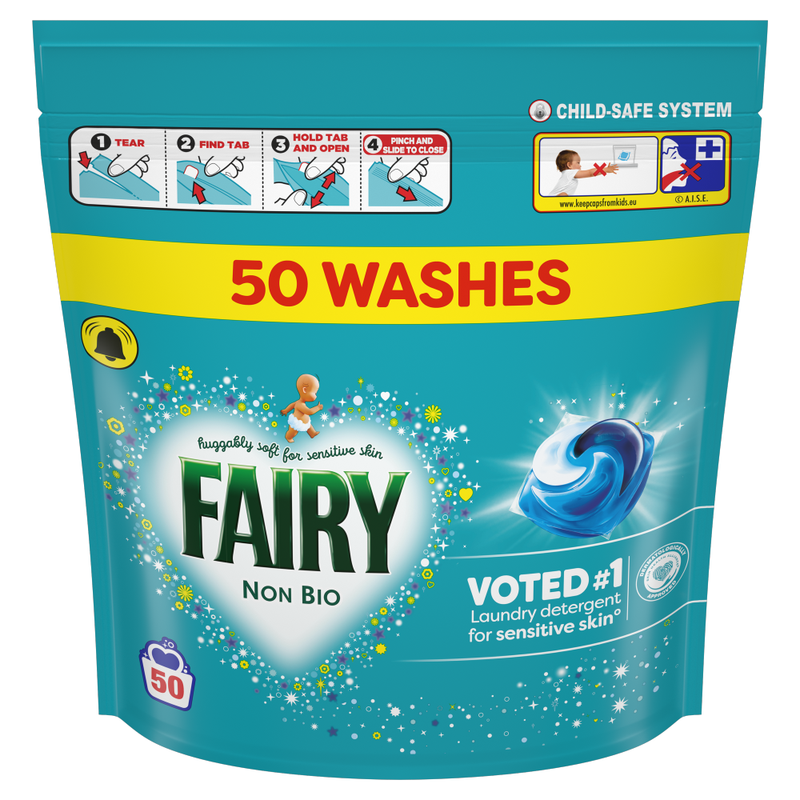 Non Bio Washing Liquid Pods, For Sensitive Skin 50 Washes