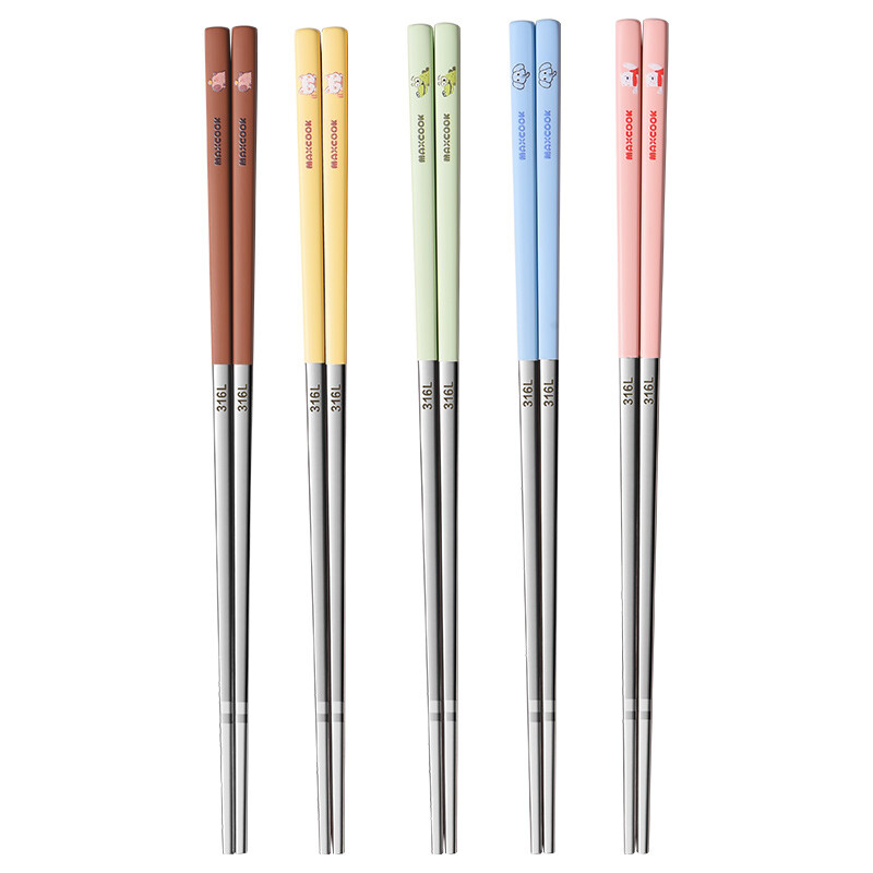 Maxcook 5 Paar Set - 316L Edelstahl Cartoon Essstäbchen