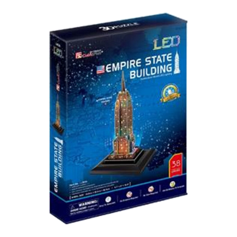 CUBIC FUN Empire State Building 3D Puzzel met LED - 38 stuks, Multicolor