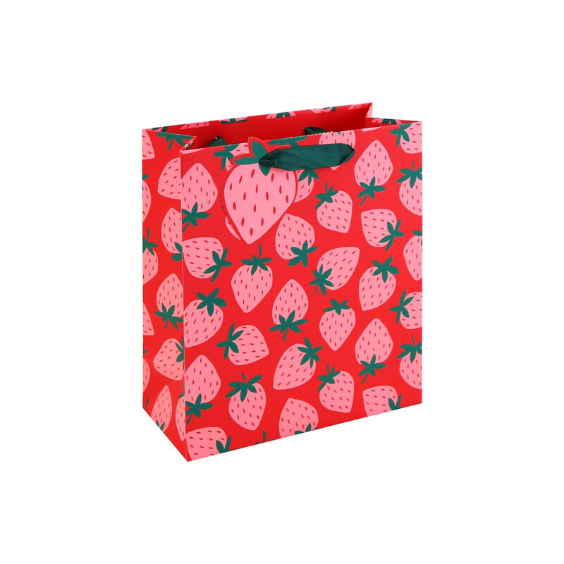 Neon Strawberry Gift Bag Medium 21.5 (W) x 25.3 (L) x 10.2cm (D)