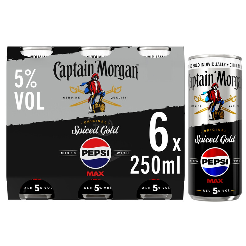 & Pepsi Max 6 X 250ml (Abv 5%)