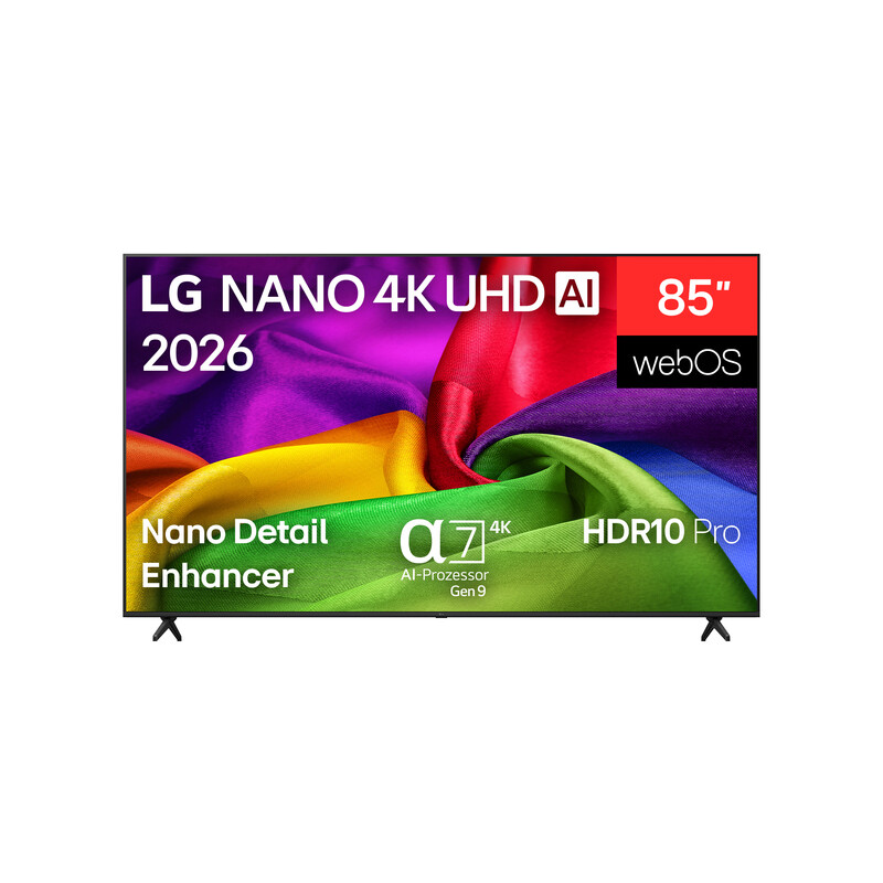LG 85NU800B6LA 85 Zoll 4K NANO UHD AI TV, α8 4K AI Prozessor, HDR, 60 Hz, webOS