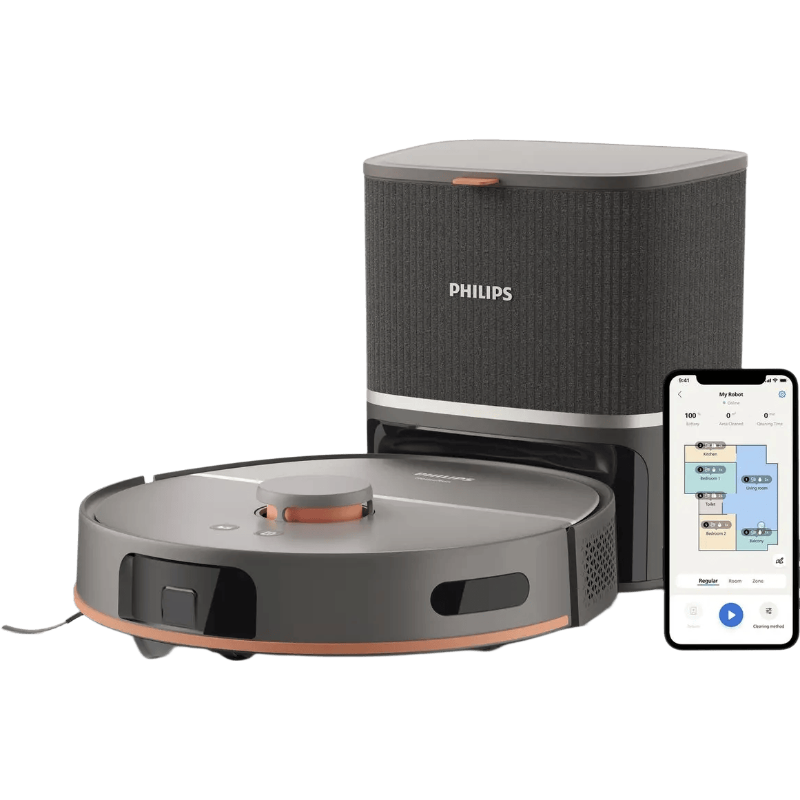 Philips XU5100/10 HomeRun 5000-serie robotstofzuiger - 10.000 Pa zuigkracht - Automatisch leegstation - Dubbele roterende dweil - App-bediening