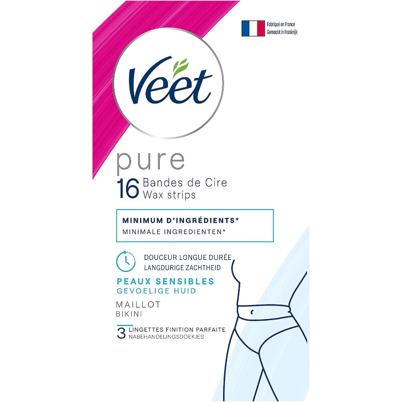 Veet pure bandes de cire corps et jambes peaux sensibles x16