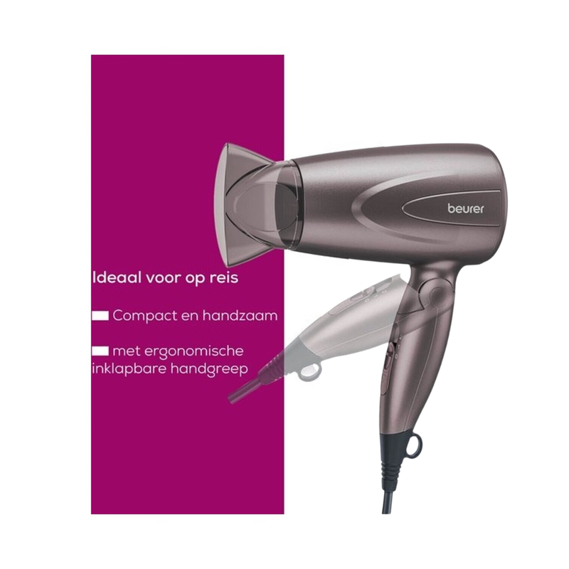 Beurer HC17 reishaardroger - 1300 W - opvouwbaar - 2 warmtestanden - compact