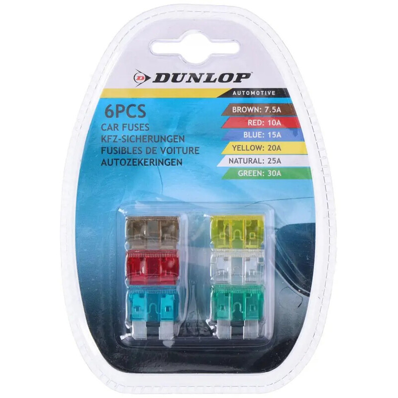 Dunlop Auto Fuses Plug-in Assortiment - 6 stuks, Polypropyleen