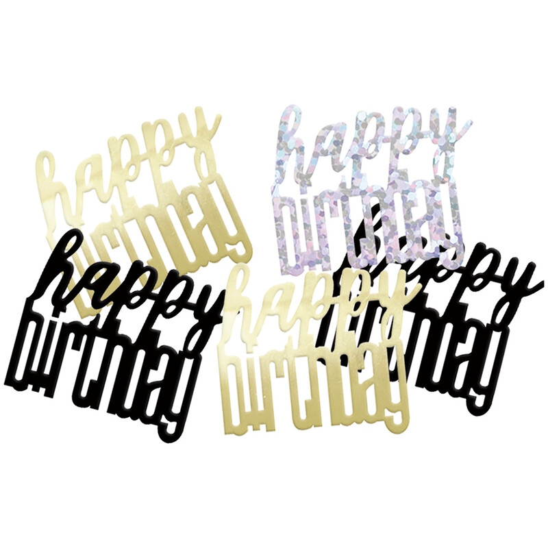 Unique Glitz Black Happy Birthday Confetti, 14g, 1 pack