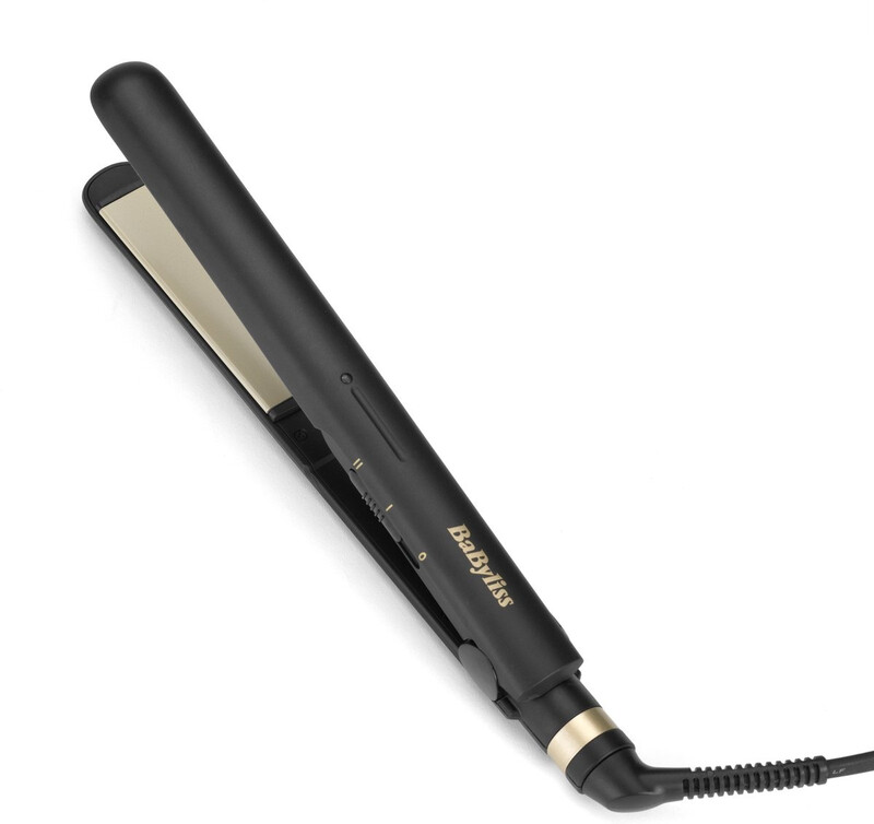BaByliss keramische stijltang voor het rechtmaken en krullen van haar, universele spanning voor op reis, zachte styling, hittebeschermende mat, 2 temperatuurniveaus (200°C - 230 °C), zwart, ST089E