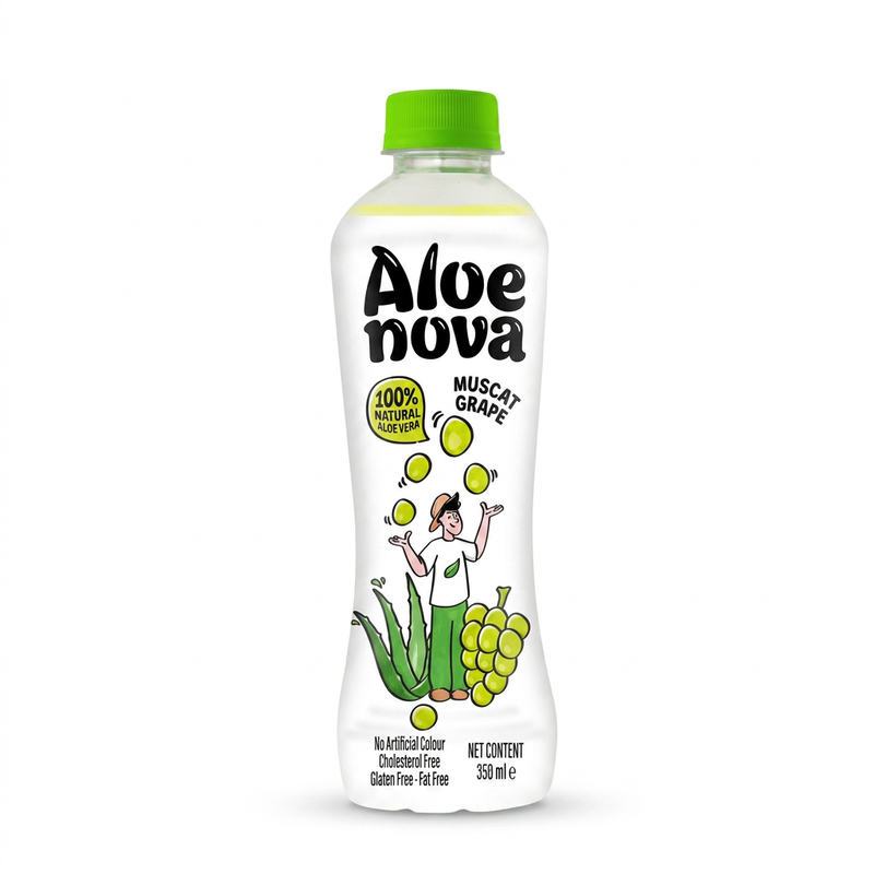 Kato Aloe Nova Muscat Grape Drink 350ml Halal|100% Natural Aloe Vera|No Artificial Colour|Gluten Free|Fat Free|Cholesterol Free