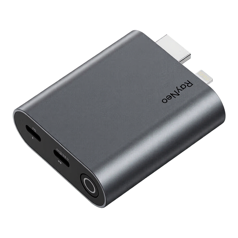 RayNeo HDMI-adapter voor iPhone 14 en oudere Lightning/HDMI-apparaten – Ingebouwde batterij en opladen tijdens gebruik – Ondersteunt 1080P120 Hz, 4K30 Hz video – Compatibel met Air 3s/Air 2s/Air 2 XR-brillen