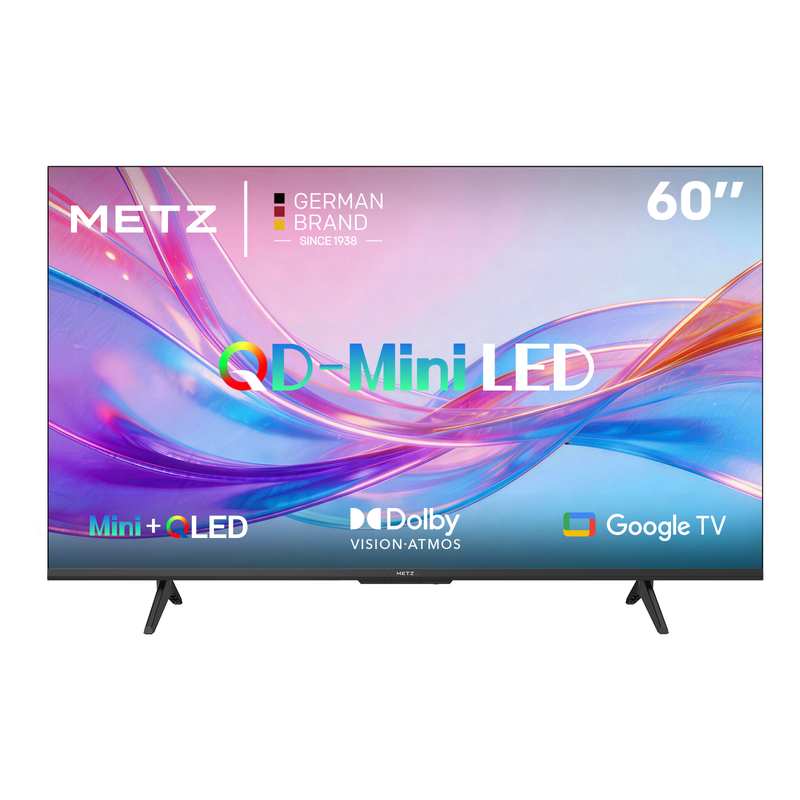 METZ QD-MiniLED 60MNH7000Z, Dolby Vision & Atmos, HDR10+, Brightness Booster, Full Array Local Dimming, 60Hz, HSR Refresh Rate Boost, VRR, HDMI 2.1, Google TV