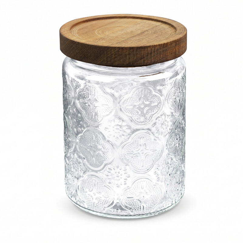 1L Sunflower Design Glass Storage Jar with Airtight Lid, Clear Glass Canister for Kitchen Pantry, Decorative Cookie Jar