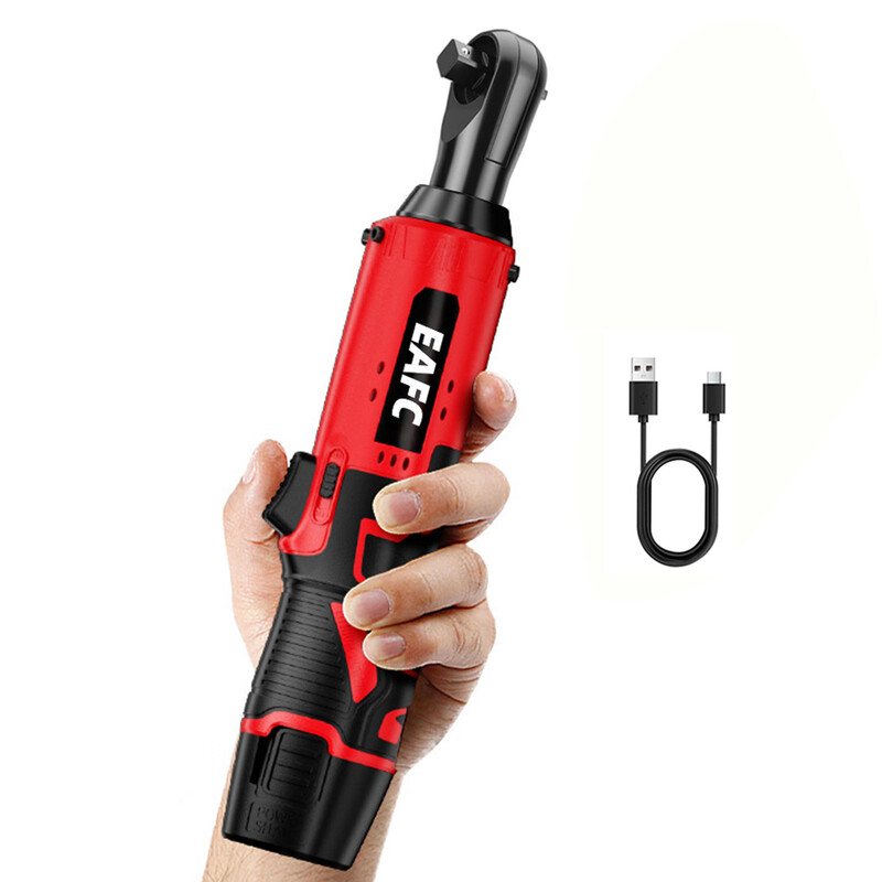 EAFC elektrische ratelsleutel 12 V 45 Nm 3/8, sleutel voor hoeken, details en krappe ruimtes, oplaadbare accu 7500 mAh (2500 mAh*3), gereedschap voor motorfiets, thuis en machine
