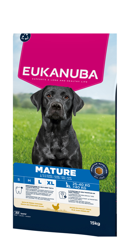 Eukanuba Life Care hondenvoer voor middelgrote en grote senior honden met kip 15 kg