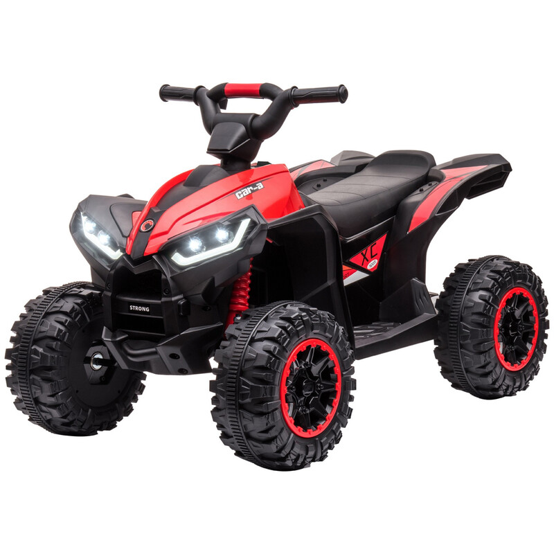370-235V70RD HOMCOM 12V Electric Quad Bike for Kids Ride On Car ATV Toy, with Forward Reverse Functions, LED Lights, Music, for Ages 3-5 Years - Red
