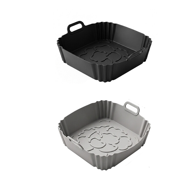 BJ Vierkante siliconen bakplaten, 21,5 x 21,5 cm, 2 stuks (Zwart & Grijs)