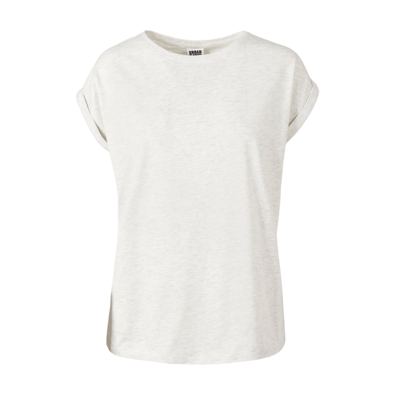 Dames extra lange schouder T-shirt lichtgrijs M