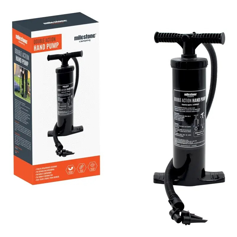 Camping XL Hand Operated Air Pump, Double Action - Inflate Twice as Fast, Air Beds, M