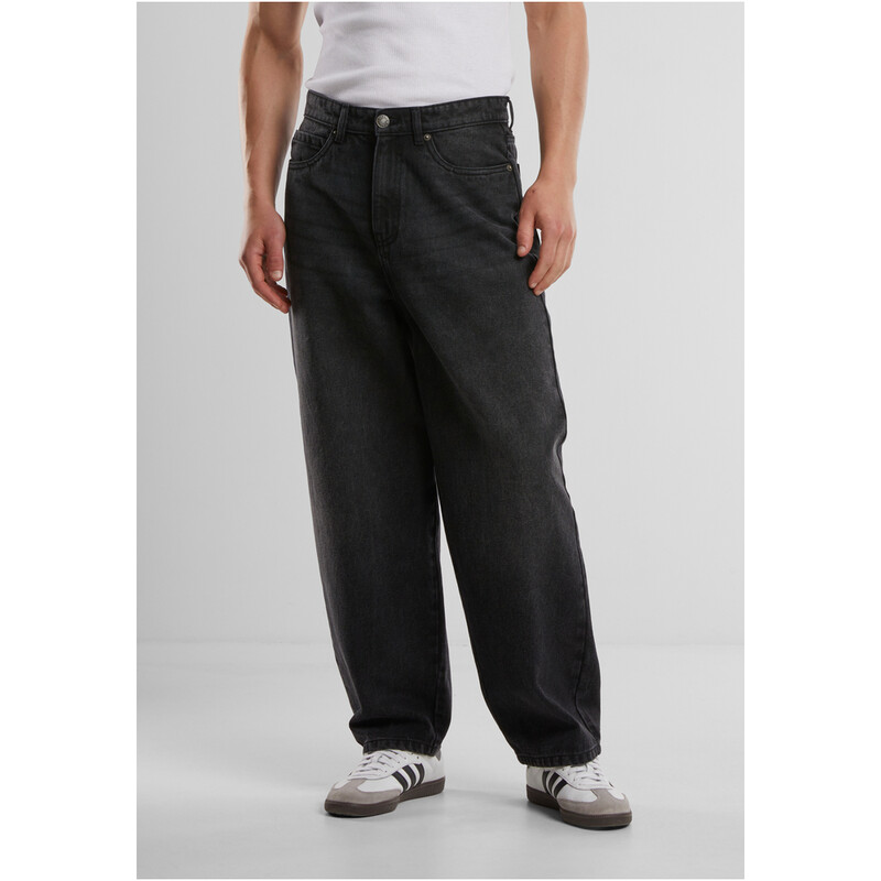 Urban Classics Baggy Jeans, Schmal Geschnitten, Schwerer Stoff, Schwarz Gewaschen, Größe 34