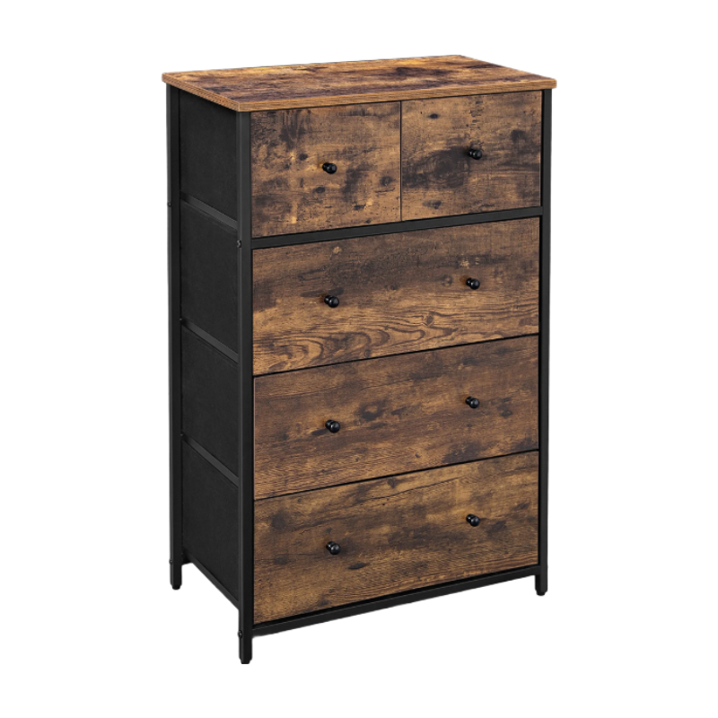 Songmics Tall Dresser Fabric 5 Drawers Wood Effect/Black