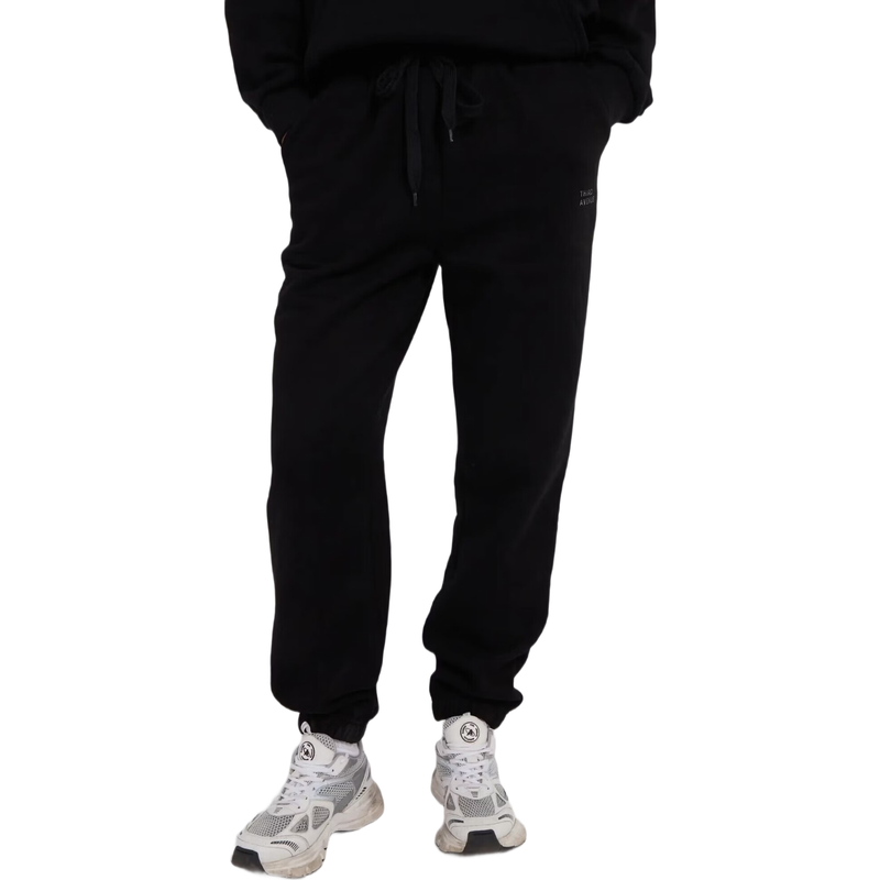 High-Rise Relaxed Fleece Joggers, Black, M Size
