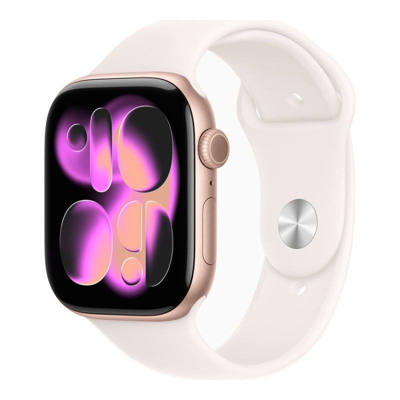Apple Watch Series 11 GPS 42 mm roségoud aluminium kast met lichtroze sportbandje - M/L