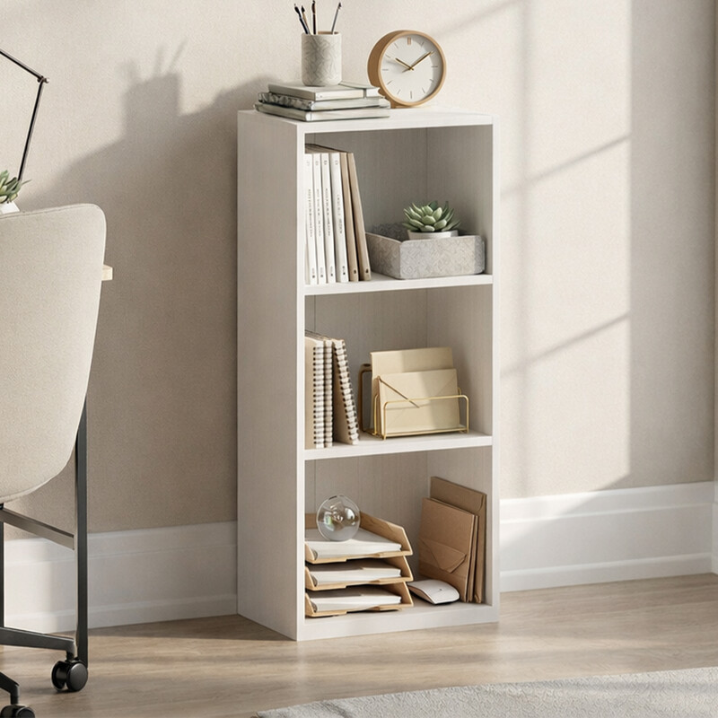 Vida Designs Oxford 3 Tier Cube Bookcase in White - Modern Living Room Furniture Bookcase with Storage Shelves
