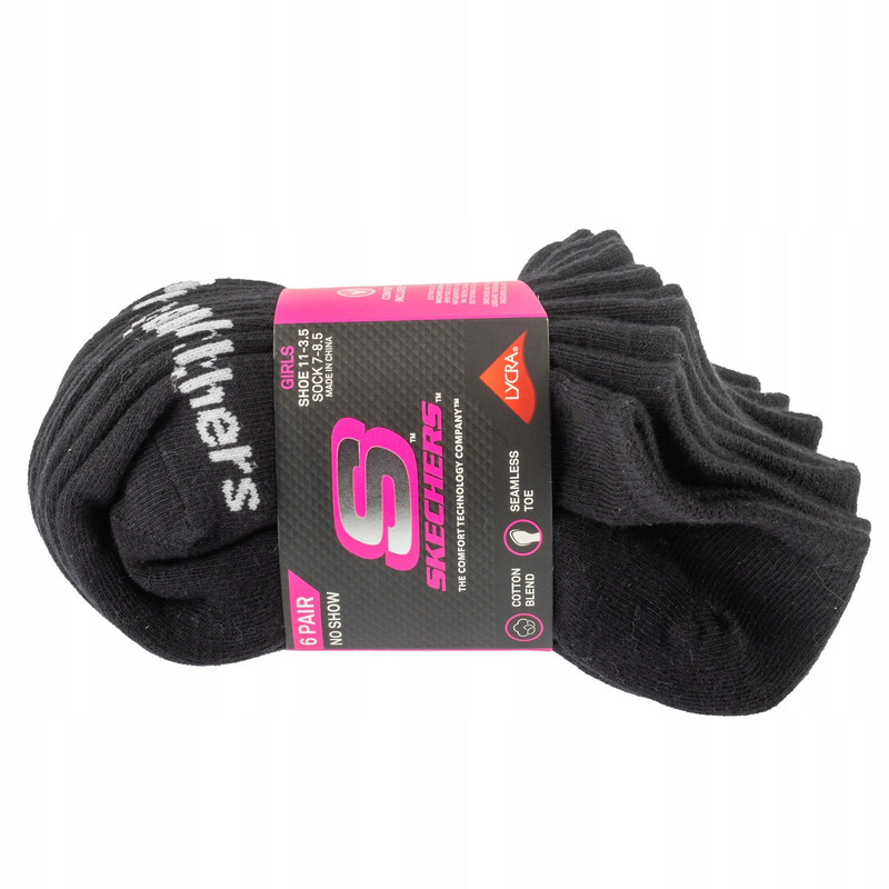 Skechers Socken 6er-Pack Mädchen Baumwolle Einheitsgröße Socken Schwarz 27.5-35.5