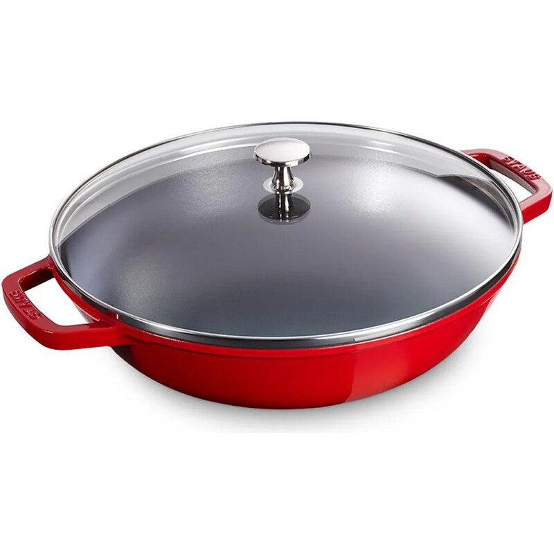 STAUB Gusseisen-Wok 30 cm mit Deckel, kirschrot