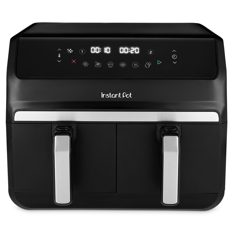 Instant Pot Vortex 8L Dual Drawer Air Fryer, Black, 4L Baskets, 8 In 1, Black