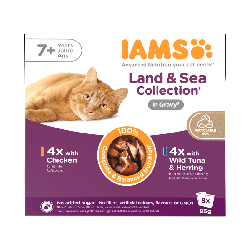 Iams Delights Land & Sea Collection In Gravy Senior 7+ Years 8 X 85G (680G)
