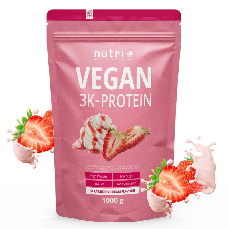 Nutri+ 3K Proteinpulver Vegan 1 kg Erdbeer-Sahne