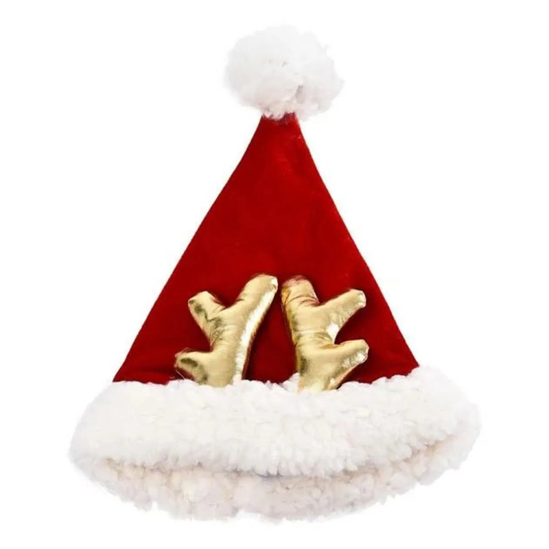 Red Santa Hat with Antlers