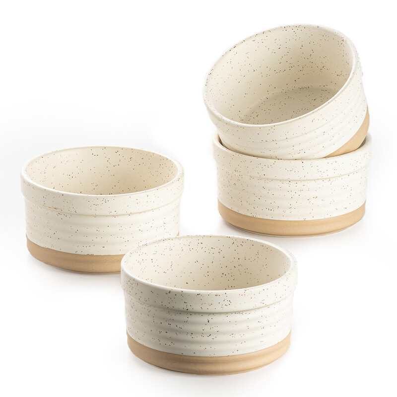 DAFUCERAMIC Ramekins 8 oz Ofenfest, Porzellan Creme Brulee Förmchen Pudding- und Dessertschalen Kleine Keramik-Soufflé-Schalen Backschalen Set aus 4 (Arctic White)