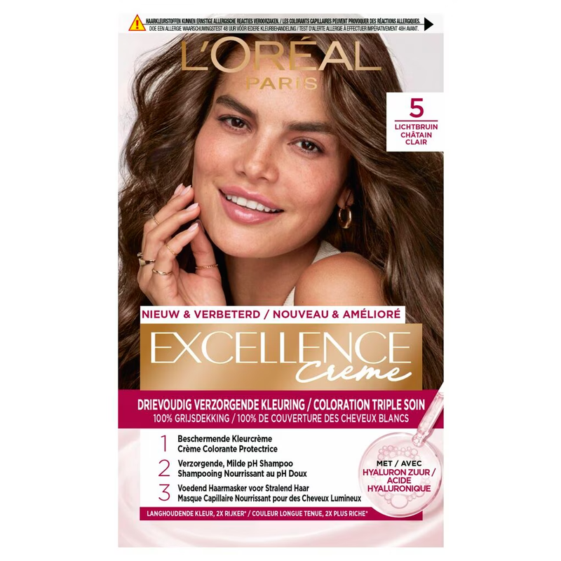 L'Oréal Professionnel L'Oréal Paris Excellence Crème 5 - Châtain clair - teinture pour cheveux 1 pièce