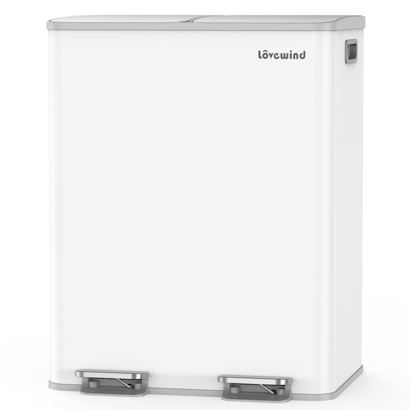 Küchenmülleimer, 60 L (2 x 30 L), Müll- und Recyclingbehälter-Kombination aus Edelstahl mit Deckel mit Absenkautomatik, …