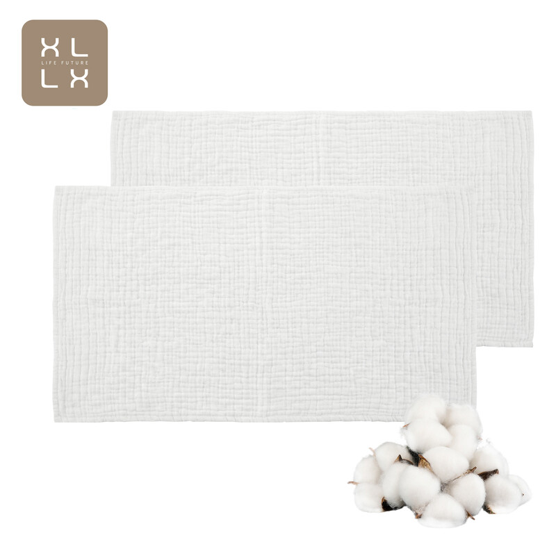 XLLX 100 % Baumwolle Mullwindel-Set für Babys, 6-lagig, 70×140 cm, Saugfähig & sanft für empfindliche Haut, Weiß, 2er-Pack