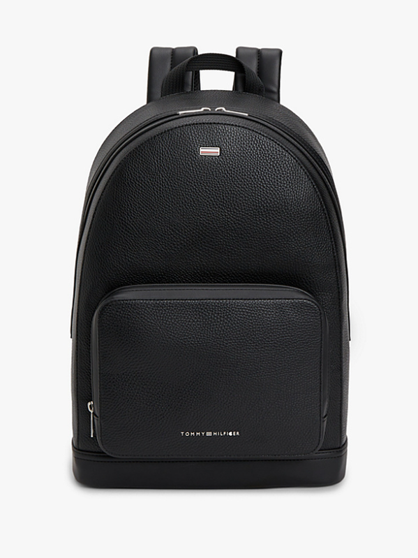 Tommy Hilfiger Unisex Black Accessories Signature Tape Plaque Dome Backpack
