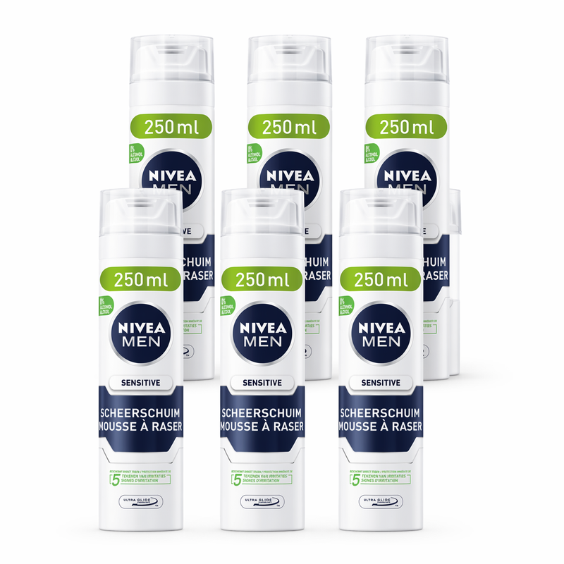 NIVEA MEN Sensitive Scheerschuim - Bevat Kamille en Hydraterende Vitamine E - Scheerschuim Voor de gevoelige huid 250 ml (6-Pack)