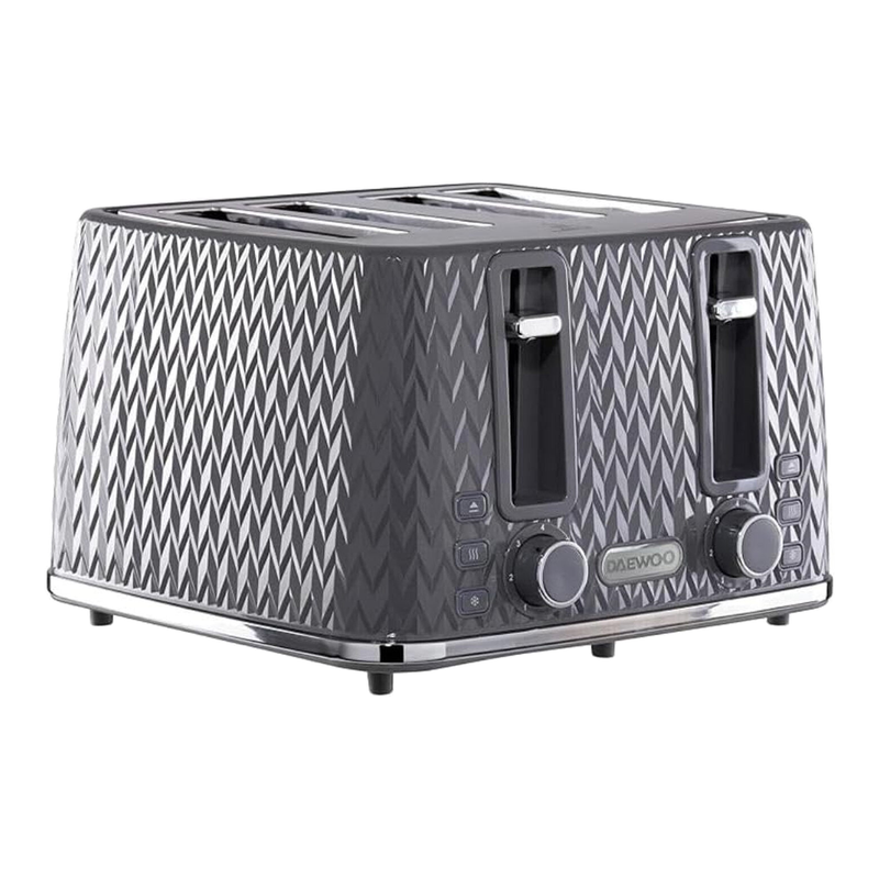 Daewoo Argyle 4 Slice Toaster, Wide Slots, Dark Grey - Sda1865g