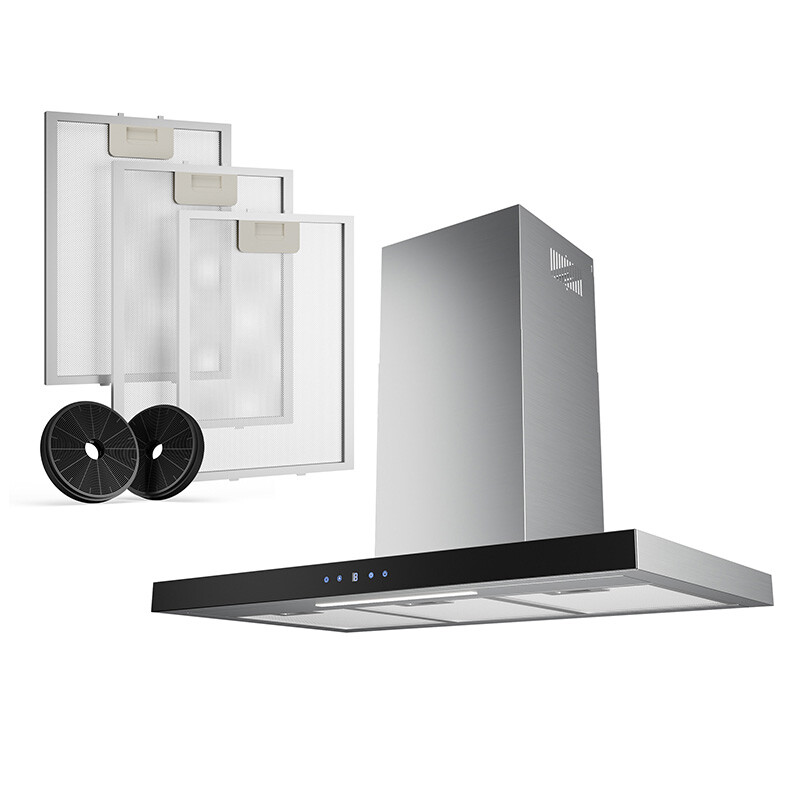 Heinrich's HDU 7632 IX afzuigkap wandmontage touchbediening digitaal display 90 cm breedte 564 m³/h luchtstroom 76,5 W LED-verlichting afvoer en recirculatieventilatie energieklasse A++ inclusief koolstoffilter