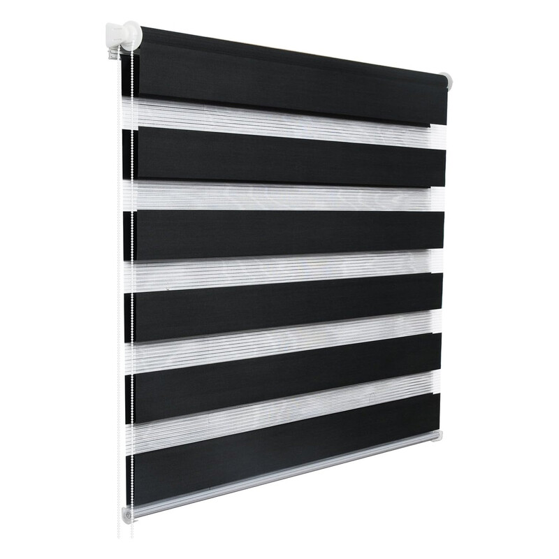 WOLTU Doppelrollo Klemmfix ohne Bohren Anthrazit B65 x H150 cm, Duo Rollo Lichtdurchlässig Fensterrollo für Innenverdunkelung, Zebra Rollo mit Kette - Seitenzugrollo für Fenster und Tür