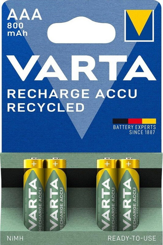 VARTA Recharge Accu Recycled AAA 800 mAh 4er-Pack für Hochenergie-Geräte