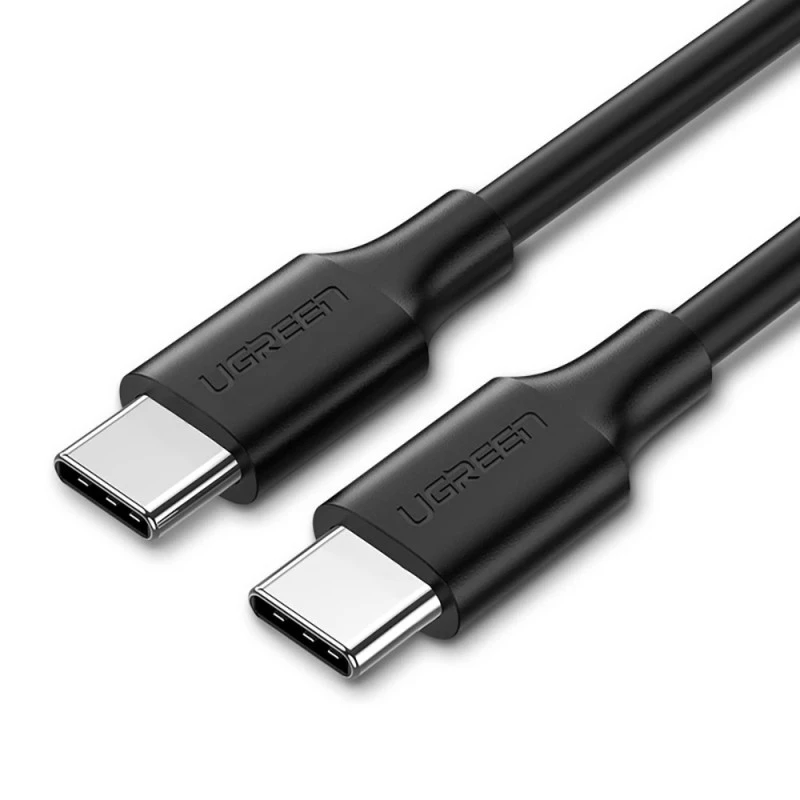 Ugreen USB 2.0 Type-C M-M ronde nikkelen kabel zwart 1 m, compatibel met iPhone 17/16/15, Google Pixel 4, Samsung Galaxy S20, Huawei P30 en meer